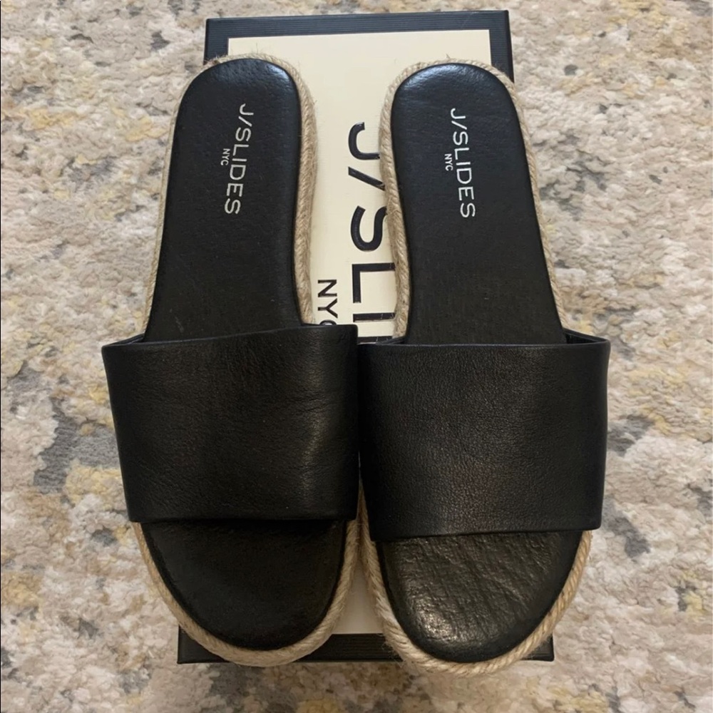 J/SLIDE black leather Ronnie sandals